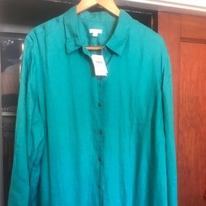 JJill linen long roll-sleeve button down.